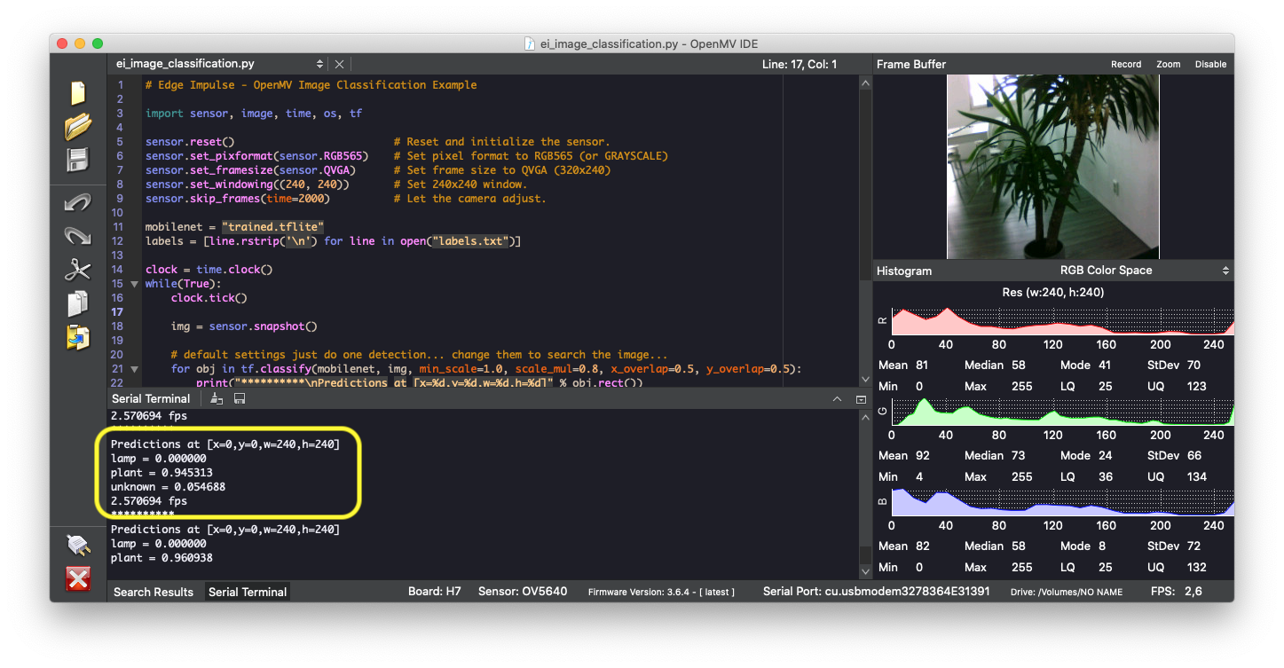 Plant classification OpenMV